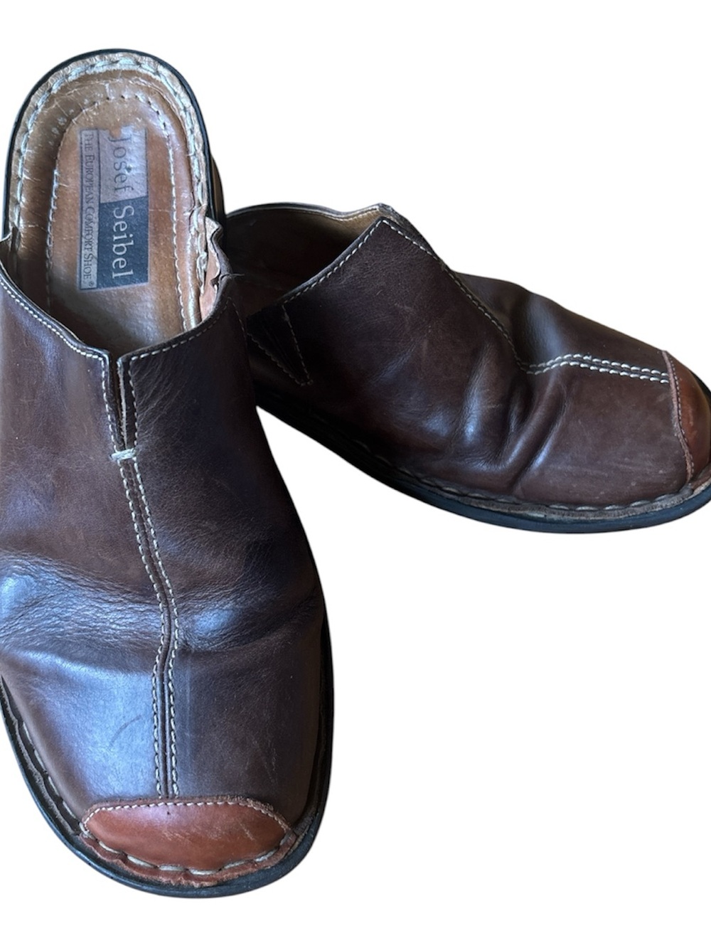 Josef Seibel Brown Leather Slip-On Mule Clogs Size 39